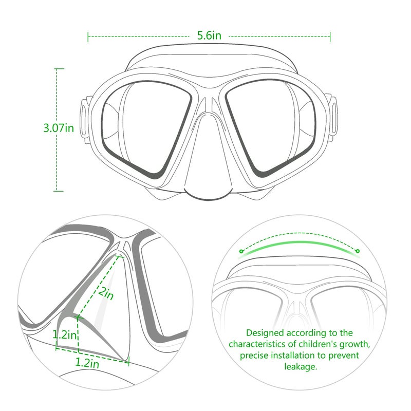 Supertrip Kids Swim Goggles with Nose Cover for Ages 6-14, Tempered Glass Fabric Strap Swimming Snorkel Mask for Pool Beach - Image 4